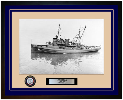 USS LIPAN ATF-85 Framed Navy Ship Photo Blue