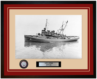 USS LIPAN ATF-85 Framed Navy Ship Photo Burgundy