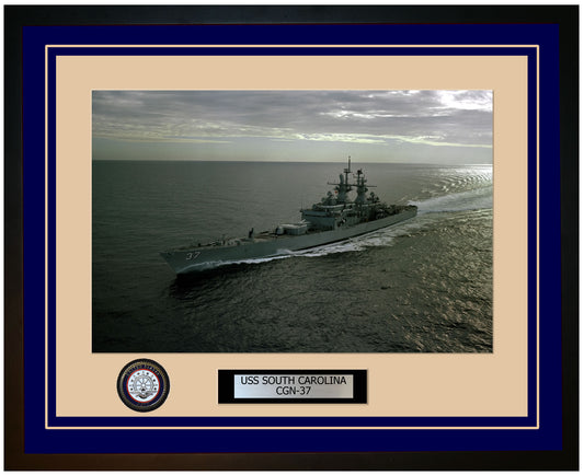 USS SOUTH CAROLINA CGN-37 Framed Navy Ship Photo Blue
