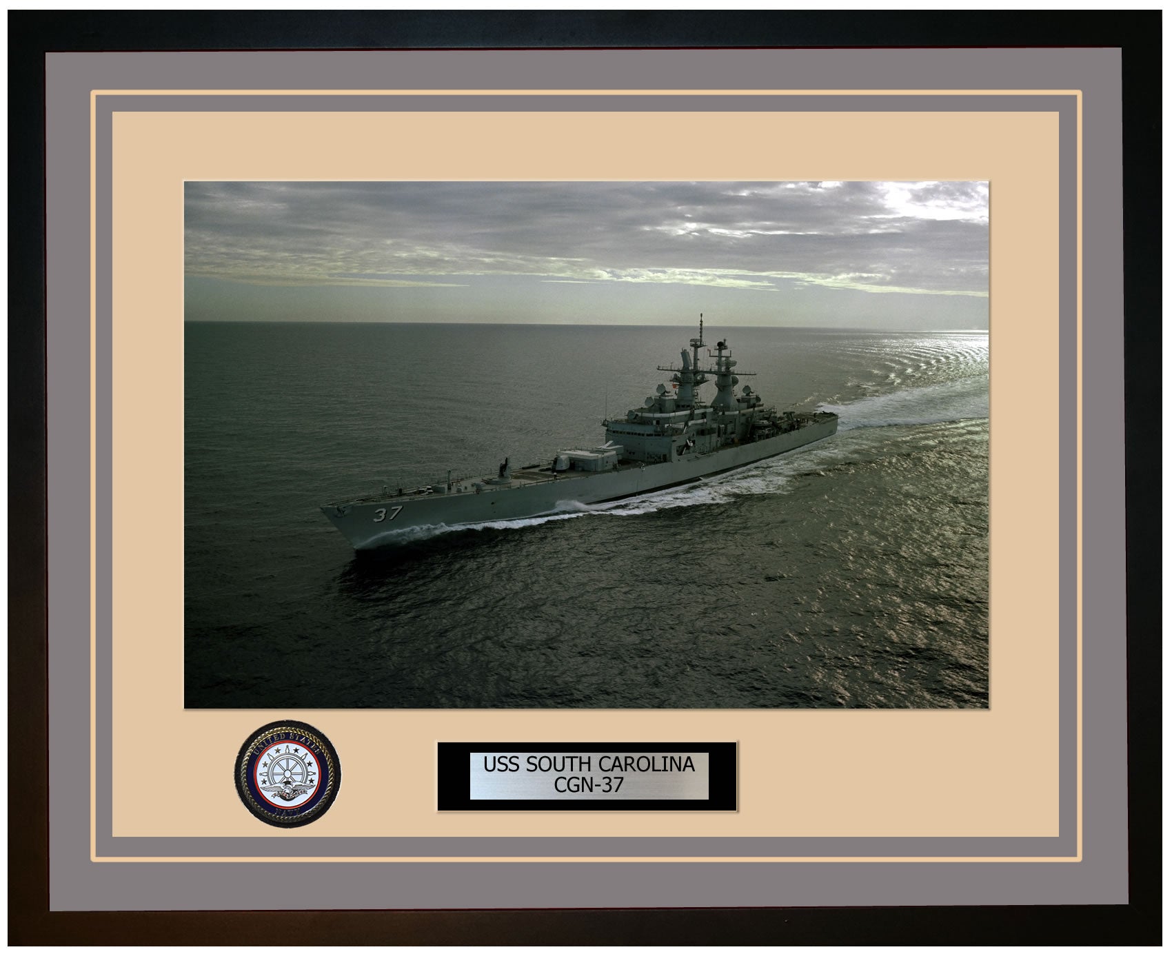 USS SOUTH CAROLINA CGN-37 Framed Navy Ship Photo Grey