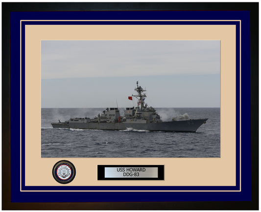 USS HOWARD DDG-83 Framed Navy Ship Photo Blue