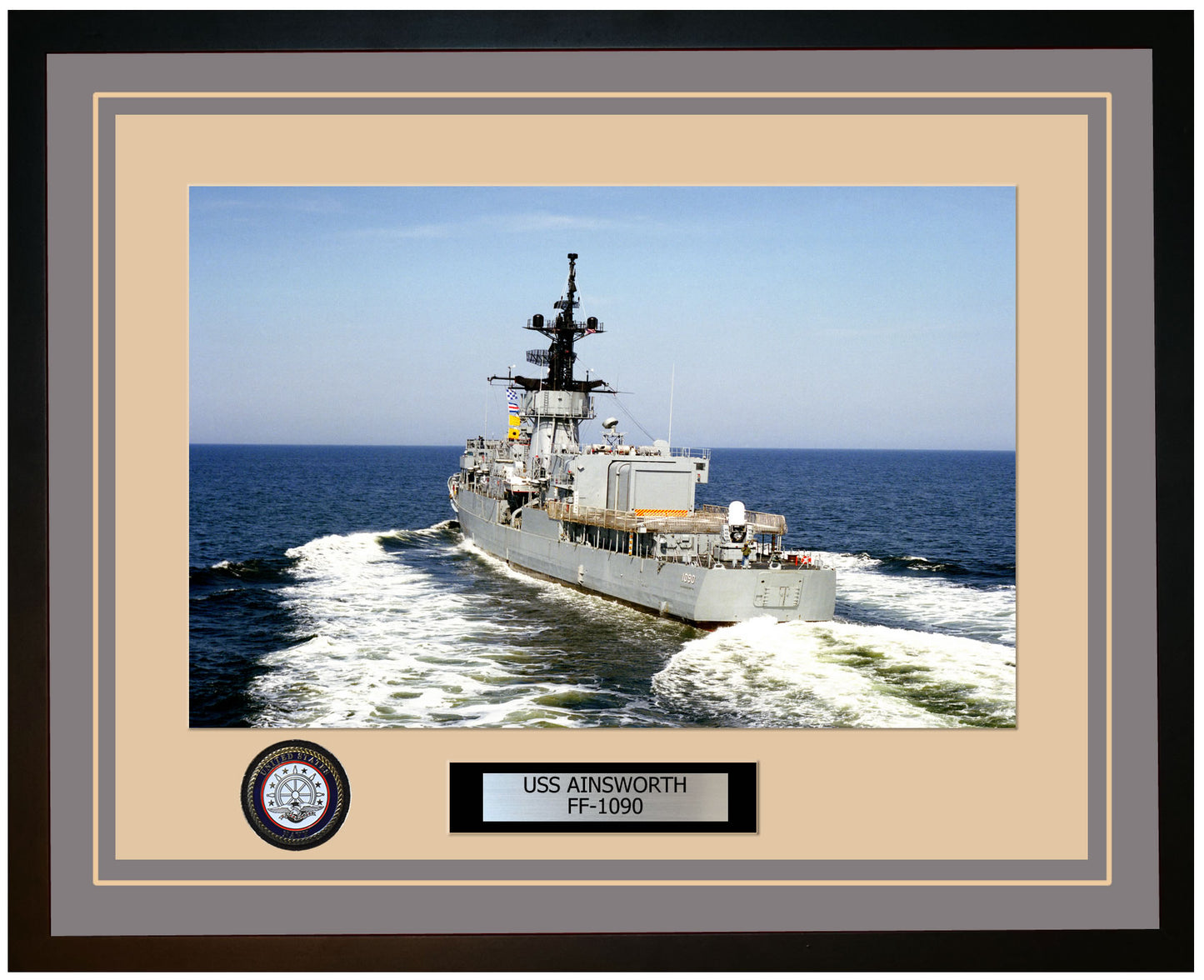 USS AINSWORTH FF-1090 Framed Navy Ship Photo Grey