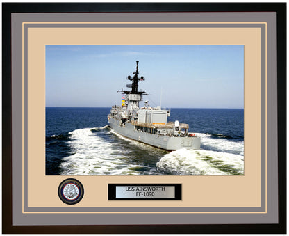 USS AINSWORTH FF-1090 Framed Navy Ship Photo Grey