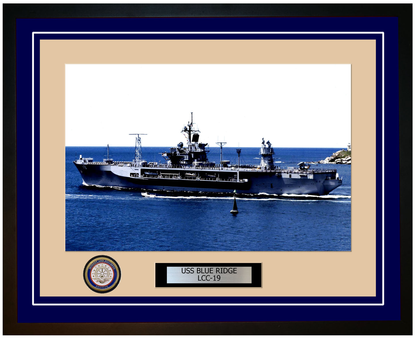 USS Blue Ridge LCC-19 Framed Navy Ship Photo Blue