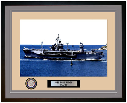 USS Blue Ridge LCC-19 Framed Navy Ship Photo Grey