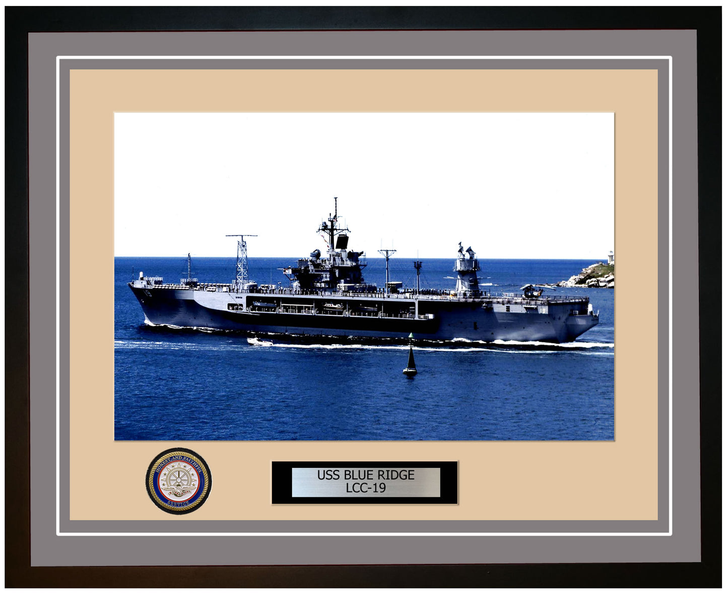 USS Blue Ridge LCC-19 Framed Navy Ship Photo Grey