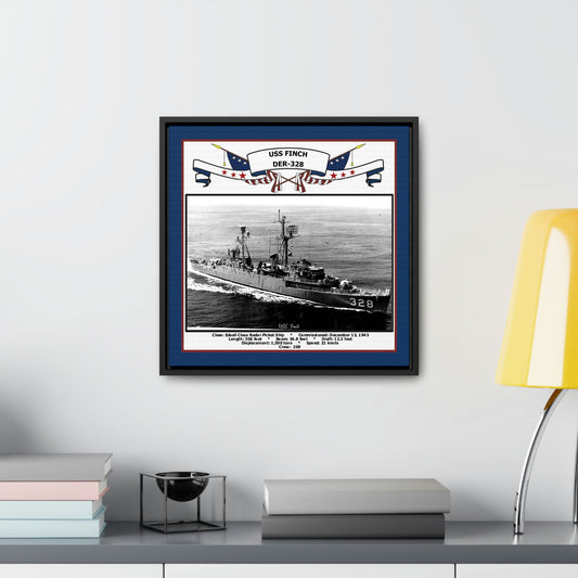 USS Finch DER-328 Navy Floating Frame Photo Desk View