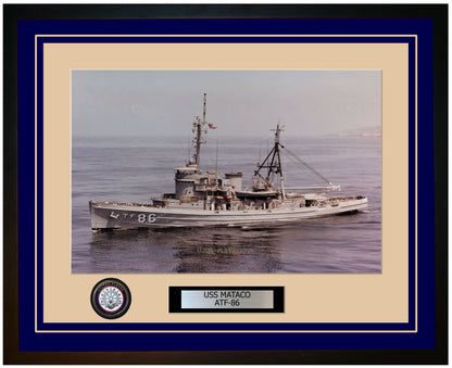 USS MATACO ATF-86 Framed Navy Ship Photo Blue