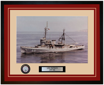 USS MATACO ATF-86 Framed Navy Ship Photo Burgundy