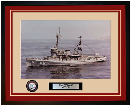 USS MATACO ATF-86 Framed Navy Ship Photo Burgundy