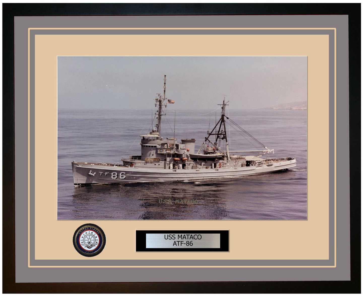 USS MATACO ATF-86 Framed Navy Ship Photo Grey