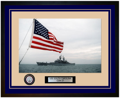 USS SOUTH CAROLINA CGN-37 Framed Navy Ship Photo Blue