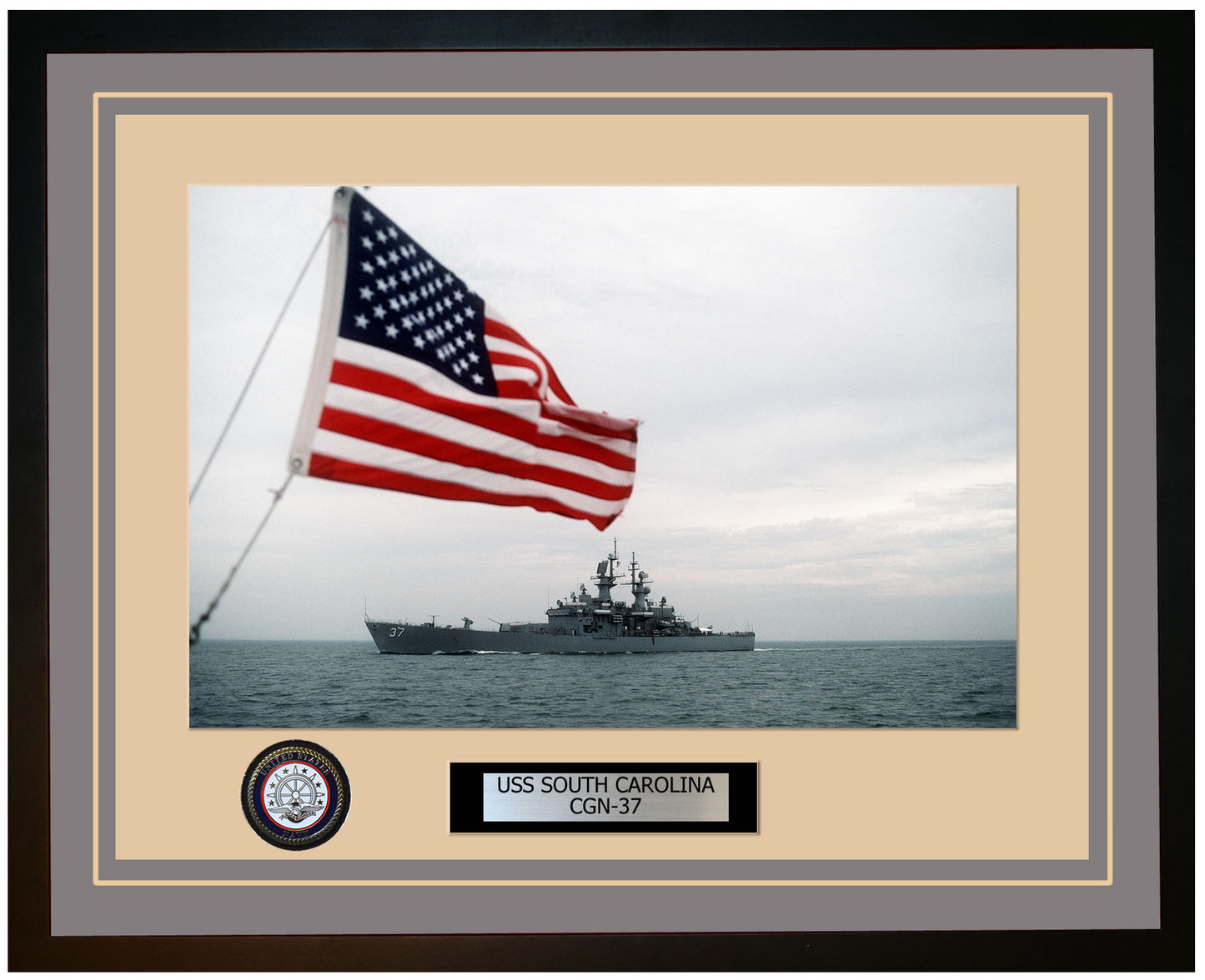 USS SOUTH CAROLINA CGN-37 Framed Navy Ship Photo Grey