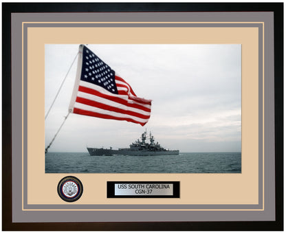 USS SOUTH CAROLINA CGN-37 Framed Navy Ship Photo Grey