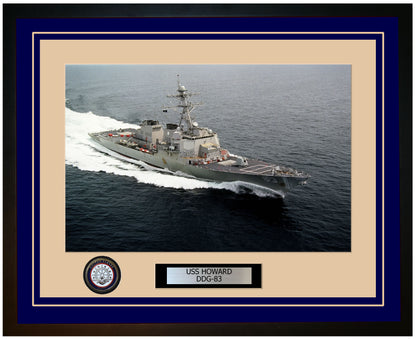 USS HOWARD DDG-83 Framed Navy Ship Photo Blue