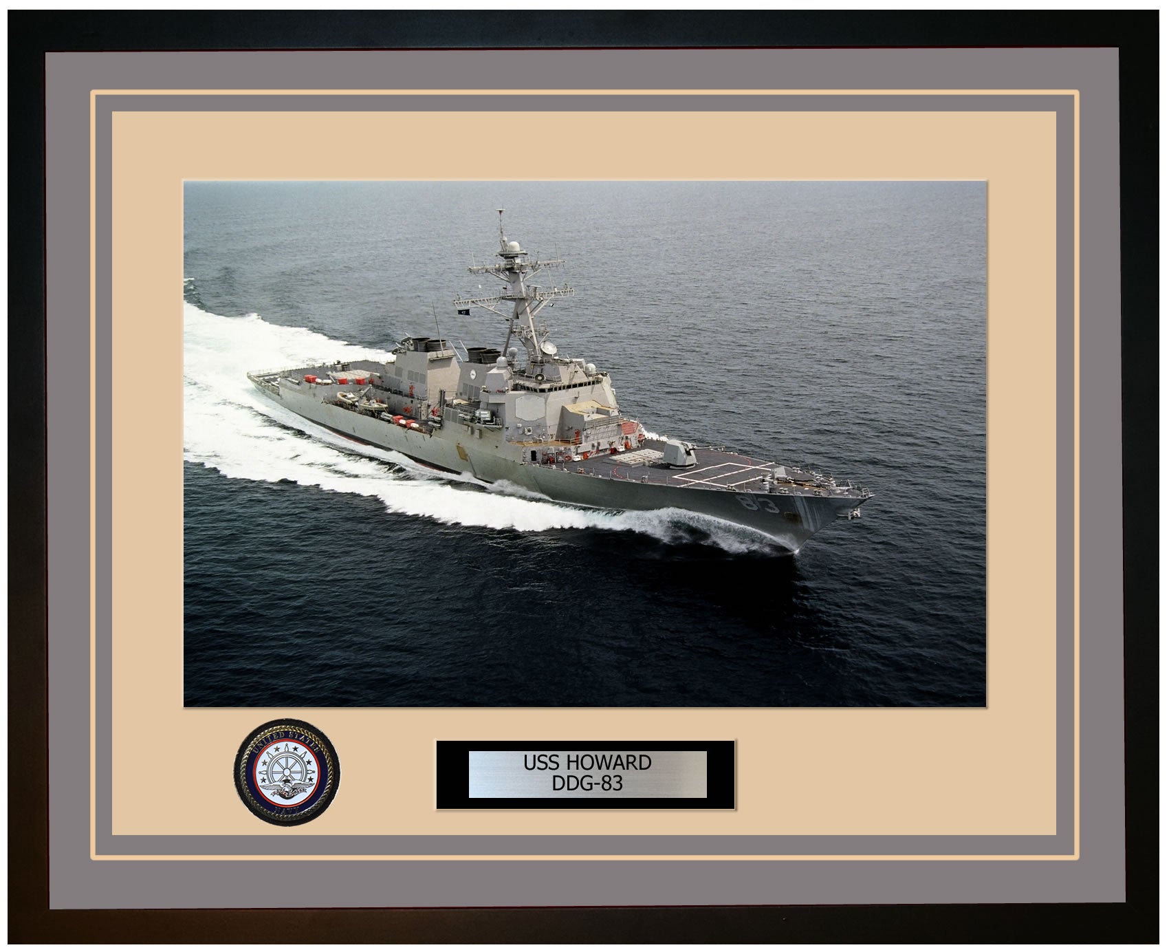 USS HOWARD DDG-83 Framed Navy Ship Photo Grey