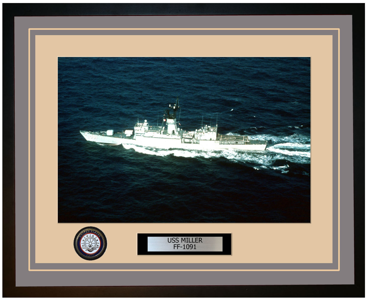 USS MILLER FF-1091 Framed Navy Ship Photo Grey