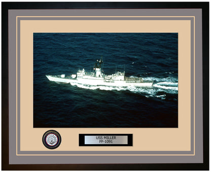 USS MILLER FF-1091 Framed Navy Ship Photo Grey
