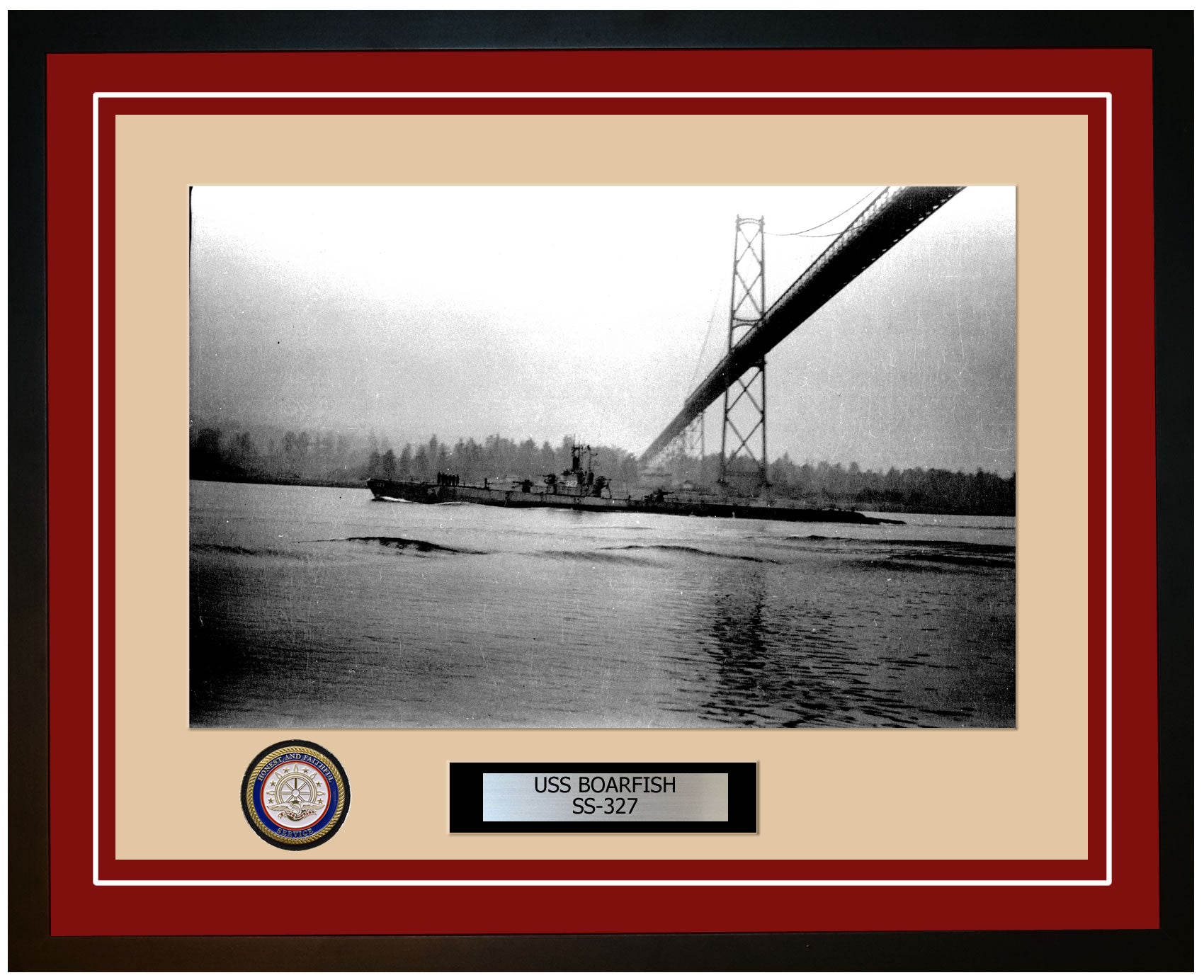 USS Boarfish SS-327 Framed Navy Ship Photo Burgundy