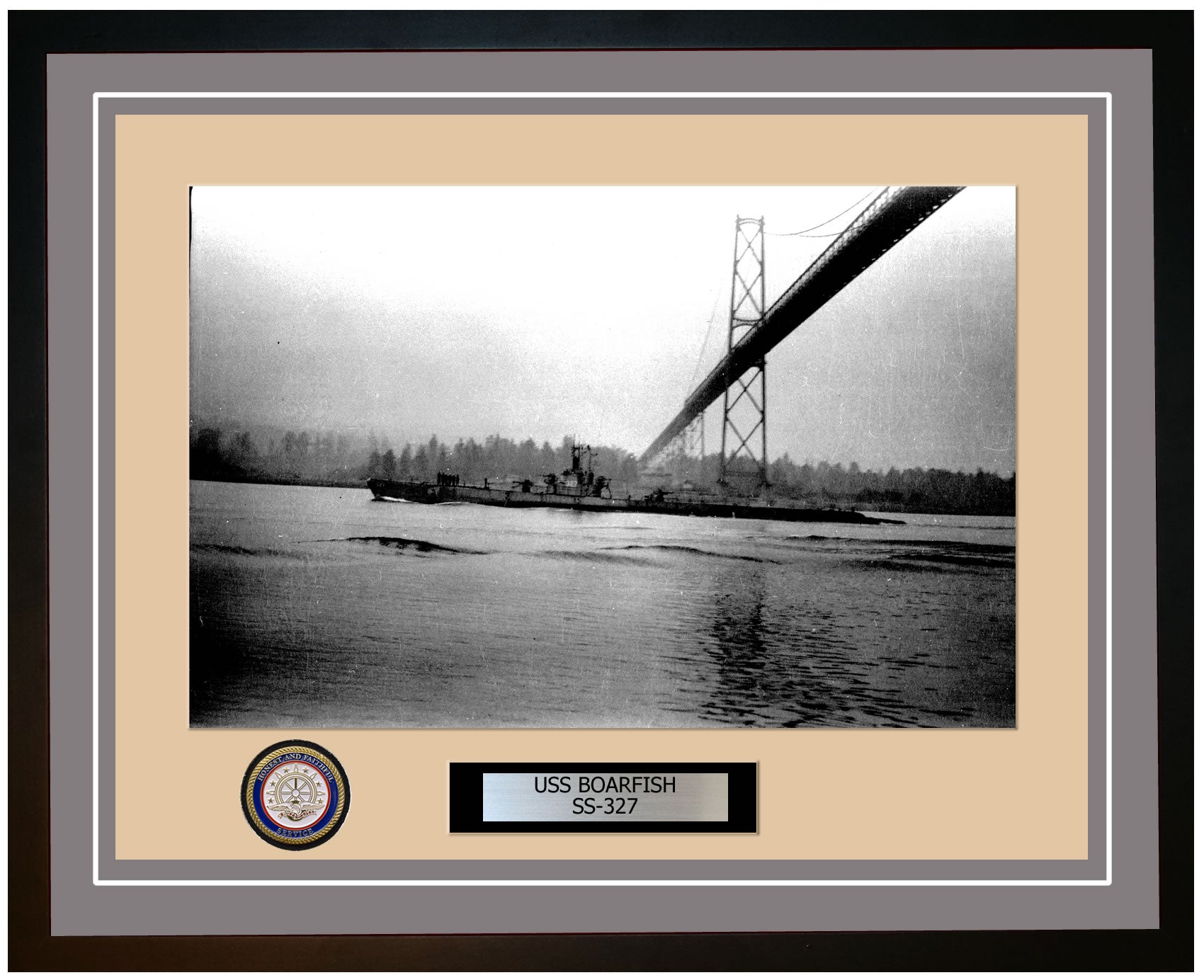 USS Boarfish SS-327 Framed Navy Ship Photo Grey