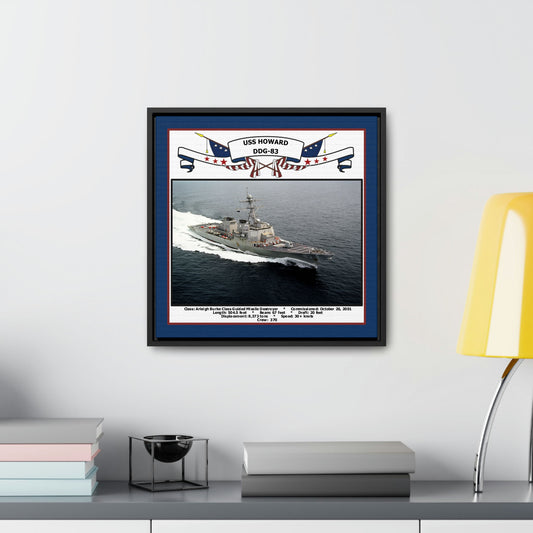 USS Howard DDG-83 Navy Floating Frame Photo Desk View