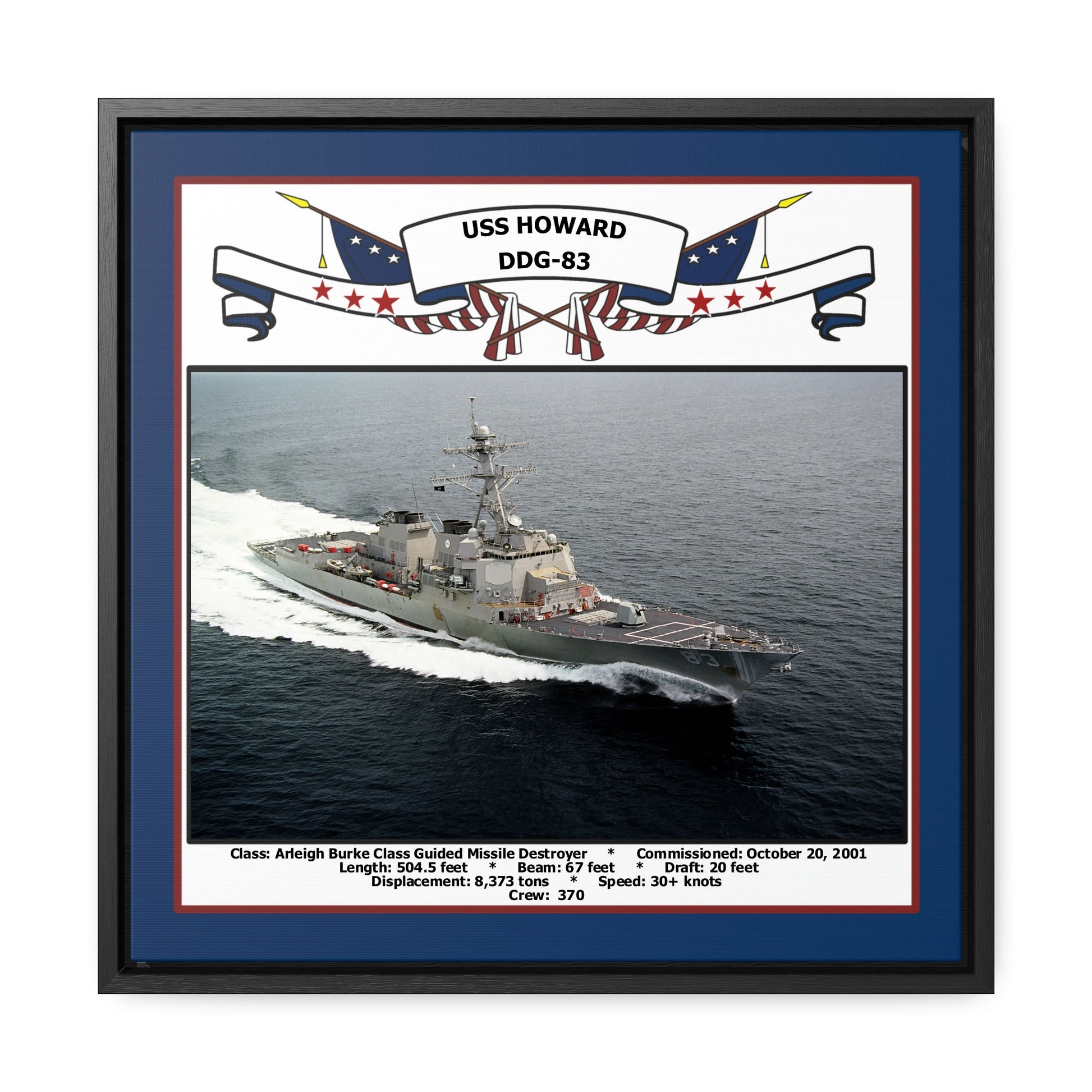 USS Howard DDG-83 Navy Floating Frame Photo Front View