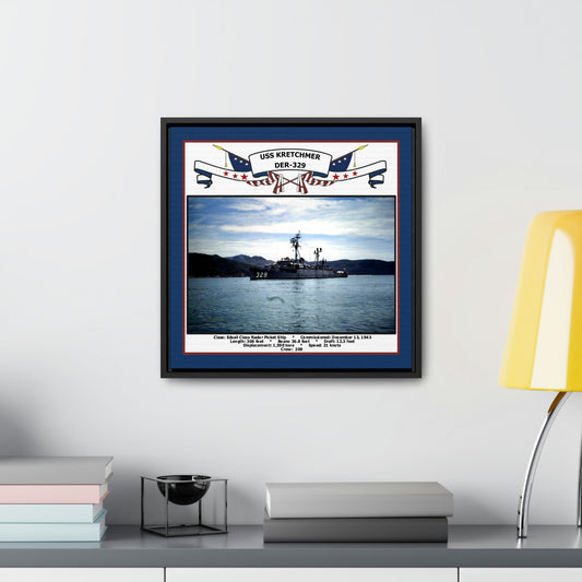 USS Kretchmer DER-329 Navy Floating Frame Photo Desk View