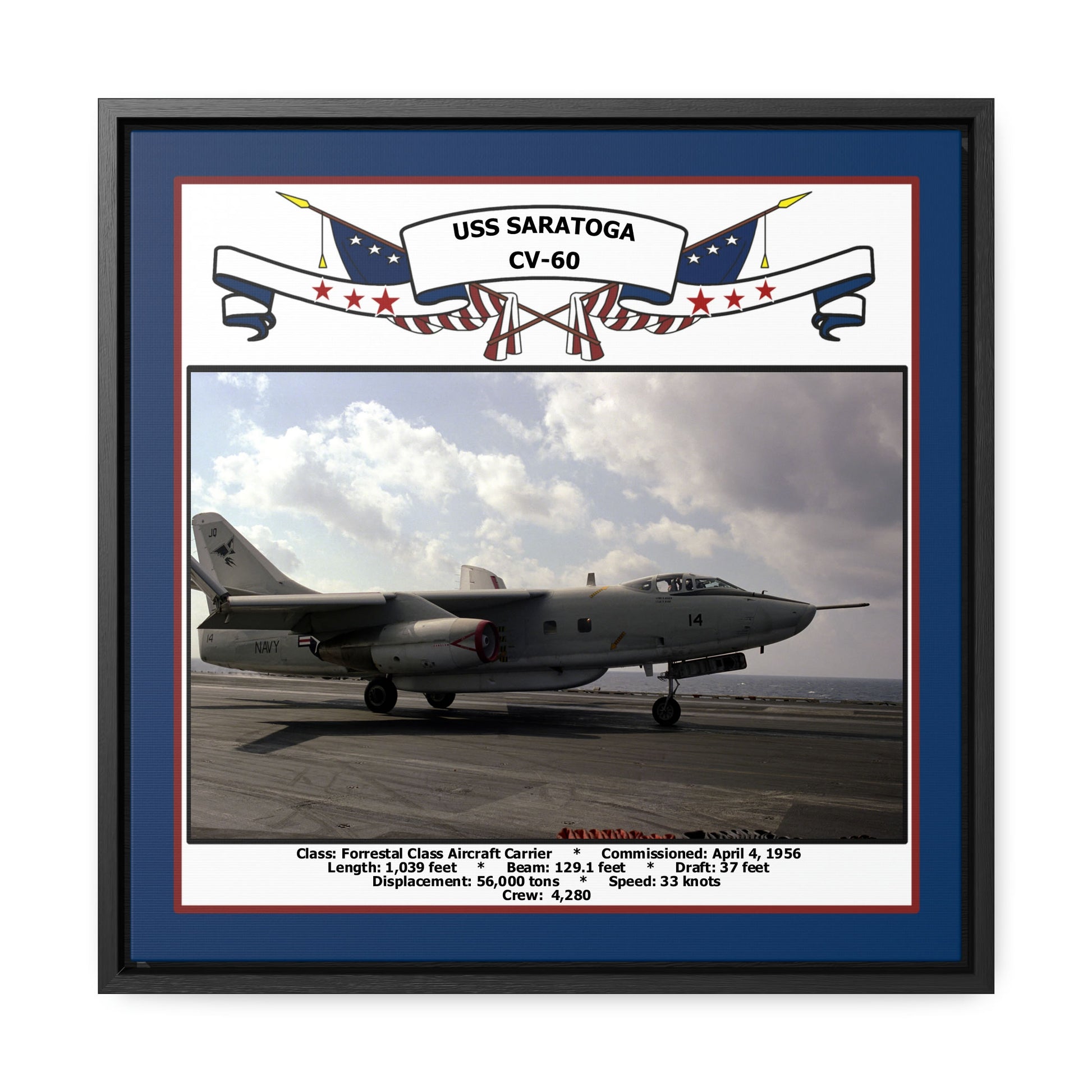 USS Saratoga CV-60 Navy Floating Frame Photo Front View