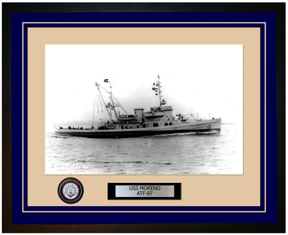 USS MORENO ATF-87 Framed Navy Ship Photo Blue