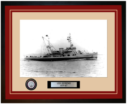 USS MORENO ATF-87 Framed Navy Ship Photo Burgundy