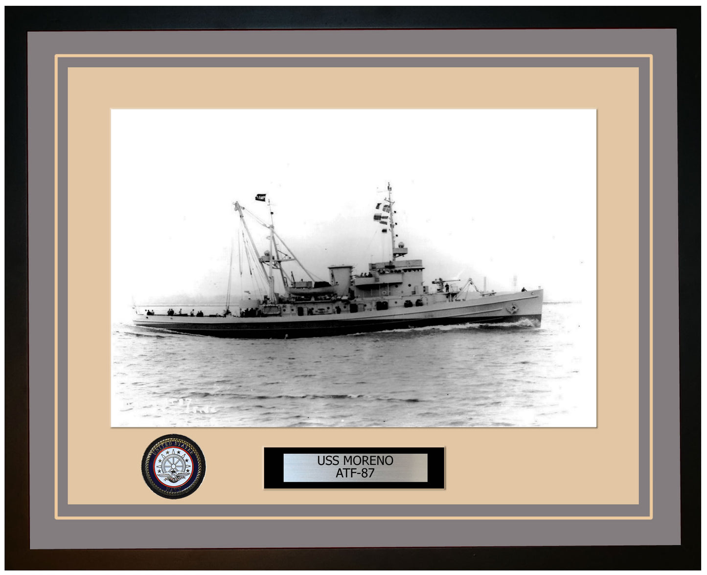 USS MORENO ATF-87 Framed Navy Ship Photo Grey
