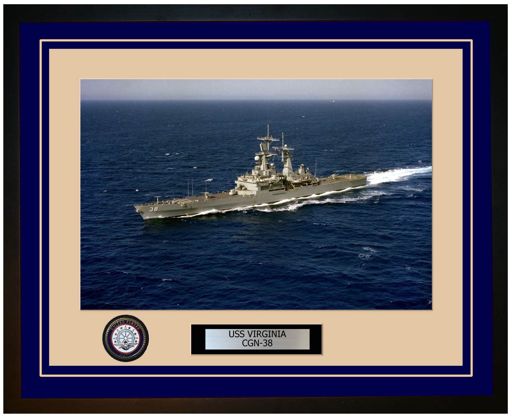 USS VIRGINIA CGN-38 Framed Navy Ship Photo Blue