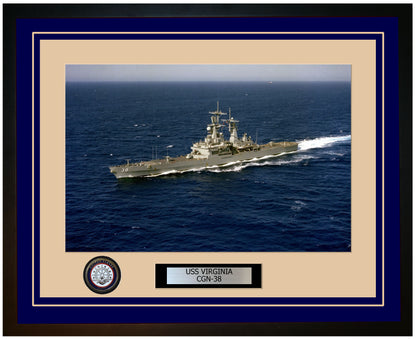 USS VIRGINIA CGN-38 Framed Navy Ship Photo Blue