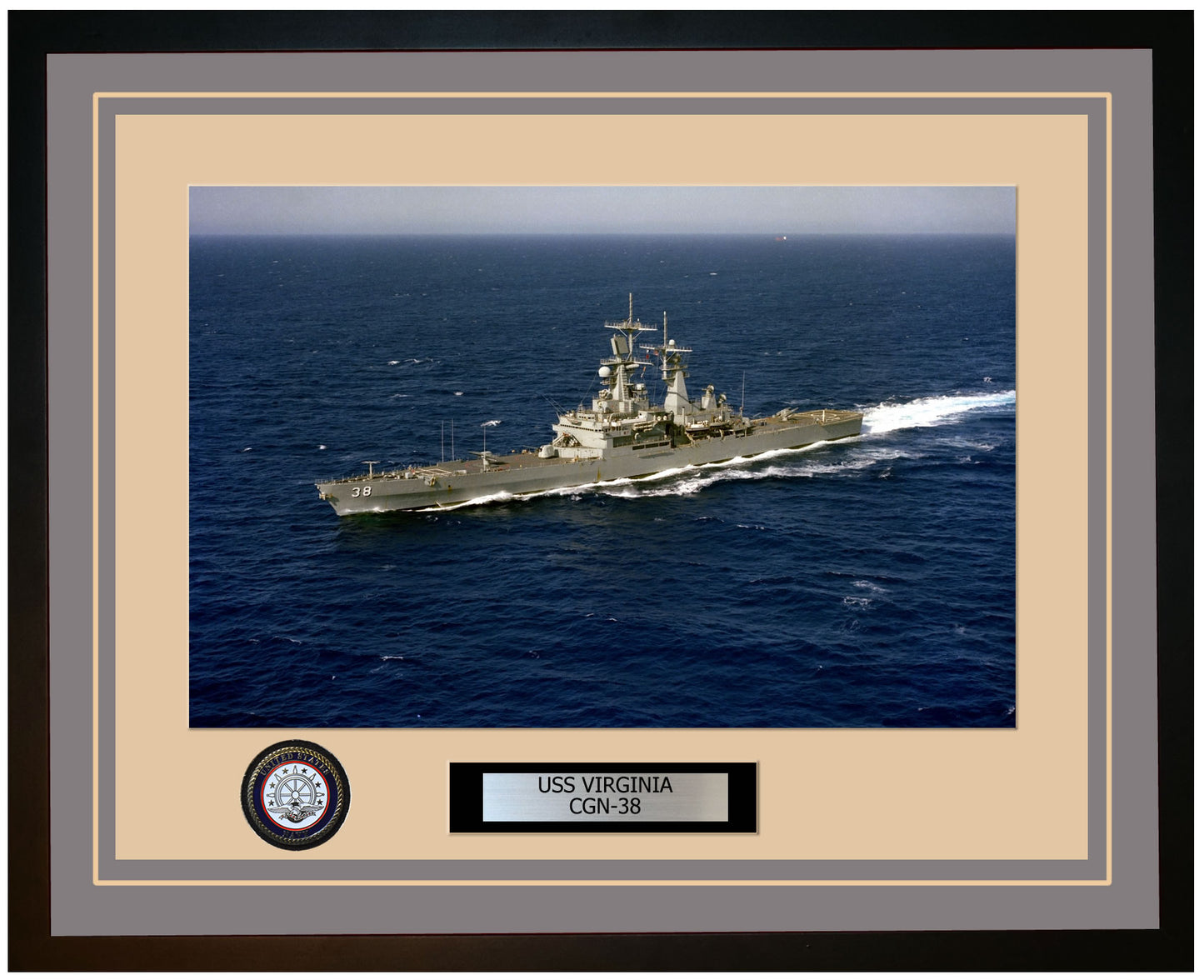USS VIRGINIA CGN-38 Framed Navy Ship Photo Grey