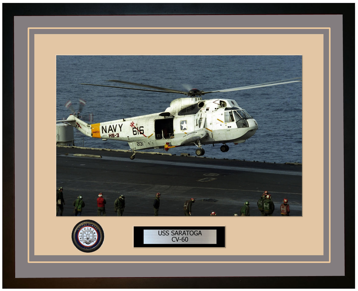 USS SARATOGA CV-60 Framed Navy Ship Photo Grey