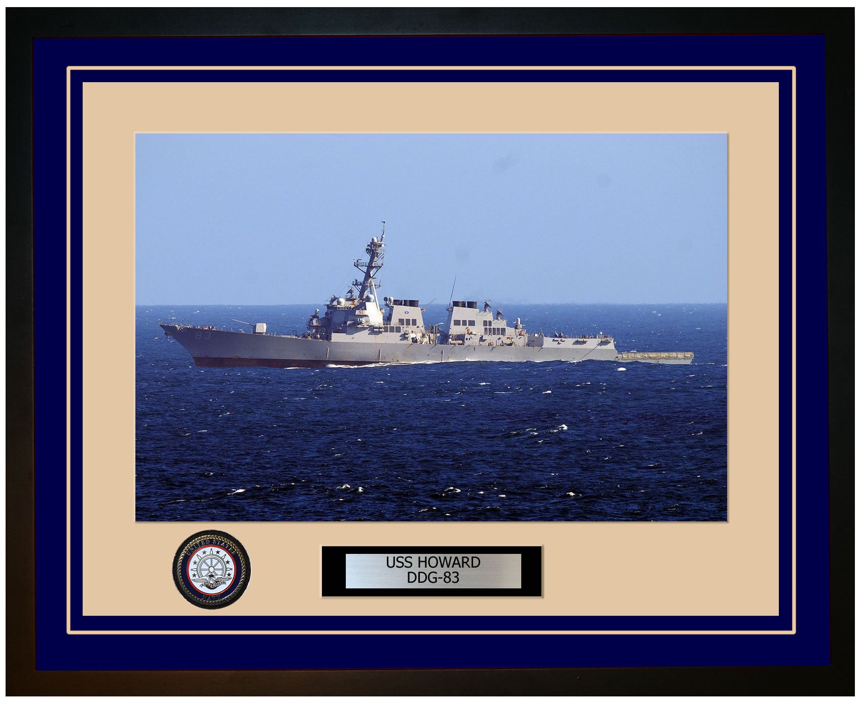 USS HOWARD DDG-83 Framed Navy Ship Photo Blue