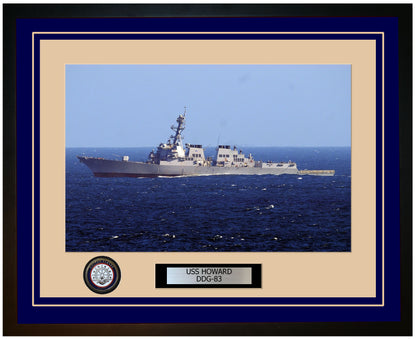 USS HOWARD DDG-83 Framed Navy Ship Photo Blue
