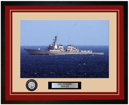 USS HOWARD DDG-83 Framed Navy Ship Photo Burgundy