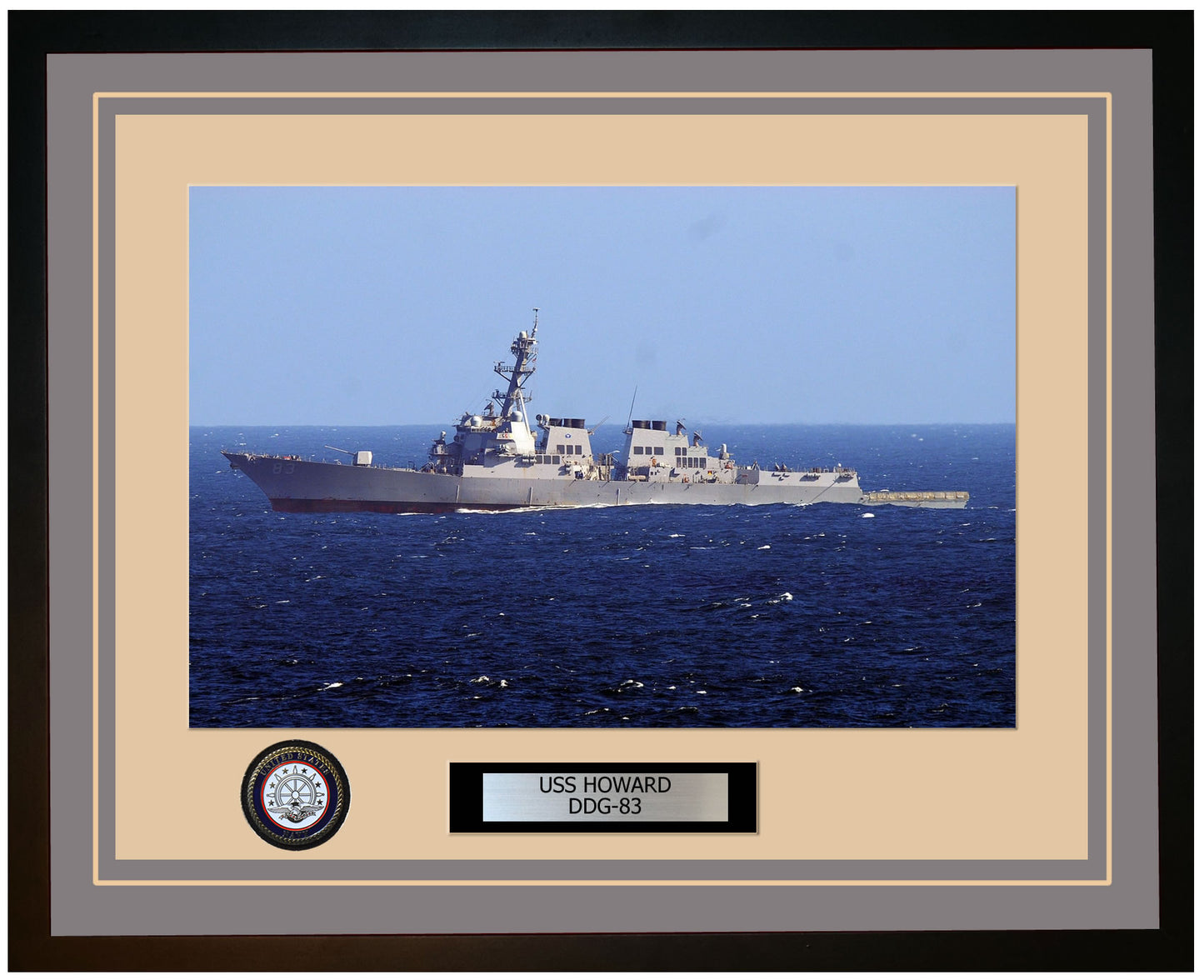 USS HOWARD DDG-83 Framed Navy Ship Photo Grey