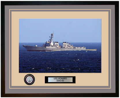 USS HOWARD DDG-83 Framed Navy Ship Photo Grey