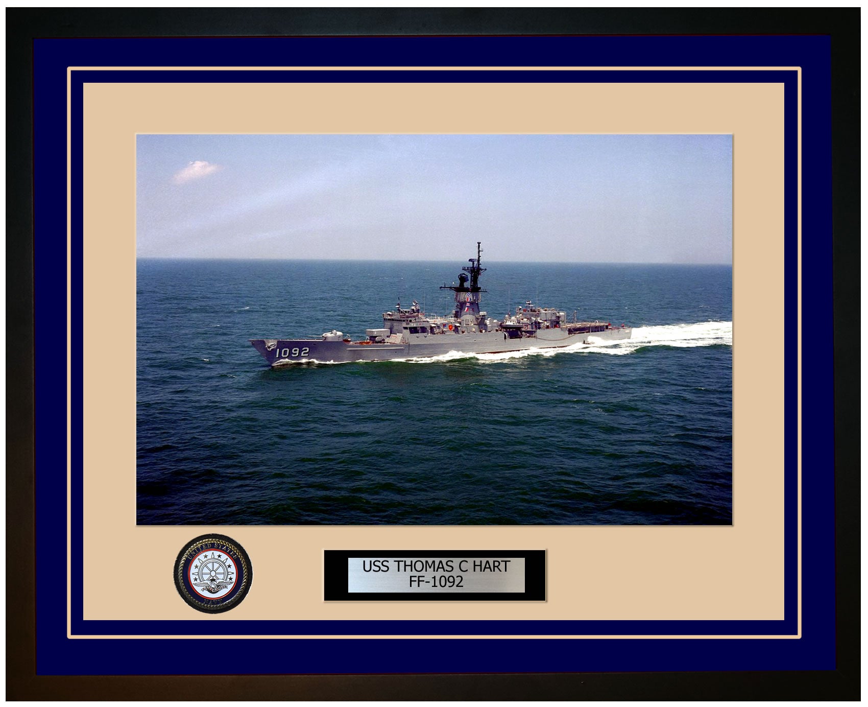 USS THOMAS C HART FF-1092 Framed Navy Ship Photo Blue