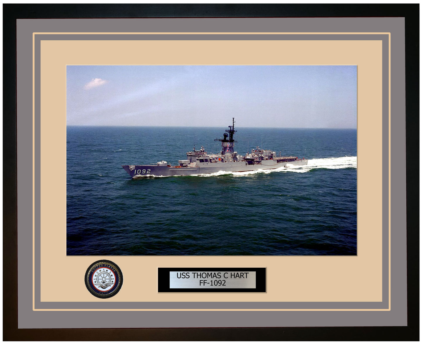 USS THOMAS C HART FF-1092 Framed Navy Ship Photo Grey
