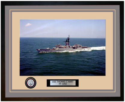 USS THOMAS C HART FF-1092 Framed Navy Ship Photo Grey