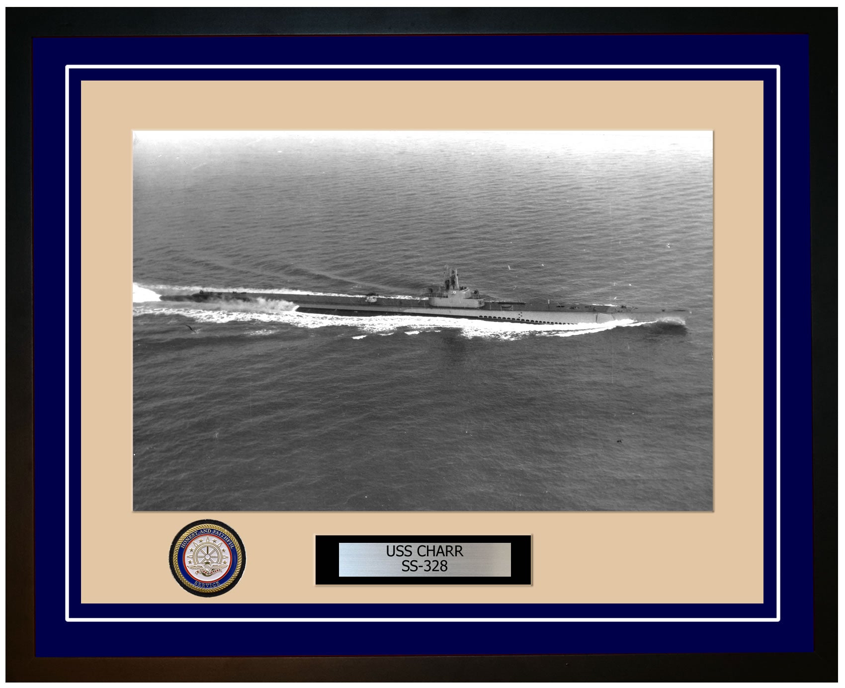 USS Charr SS-328 Framed Navy Ship Photo Blue