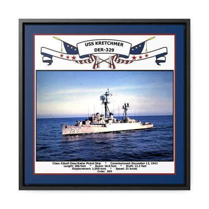 USS Kretchmer DER-329 Navy Floating Frame Photo Front View