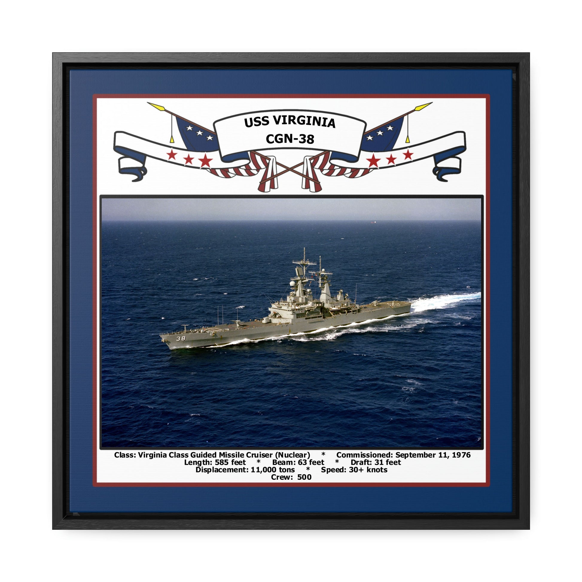 USS Virginia CGN-38 Navy Floating Frame Photo Front View