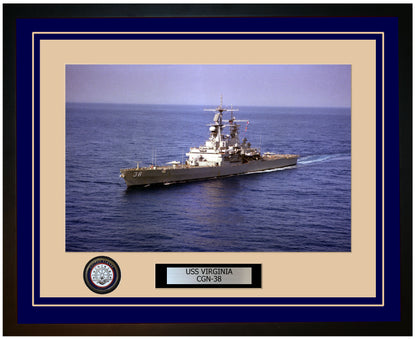 USS VIRGINIA CGN-38 Framed Navy Ship Photo Blue
