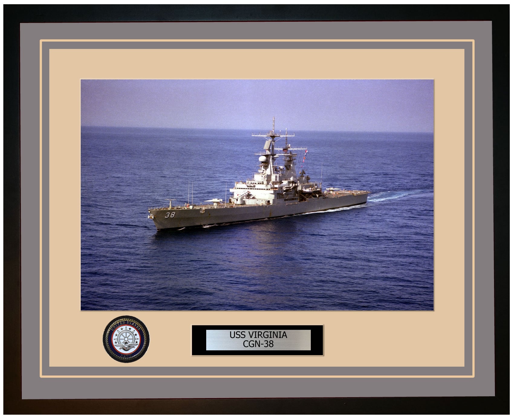 USS VIRGINIA CGN-38 Framed Navy Ship Photo Grey