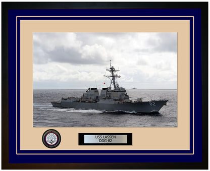 USS LASSEN DDG-82 Framed Navy Ship Photo Blue