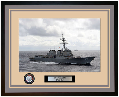 USS LASSEN DDG-82 Framed Navy Ship Photo Grey